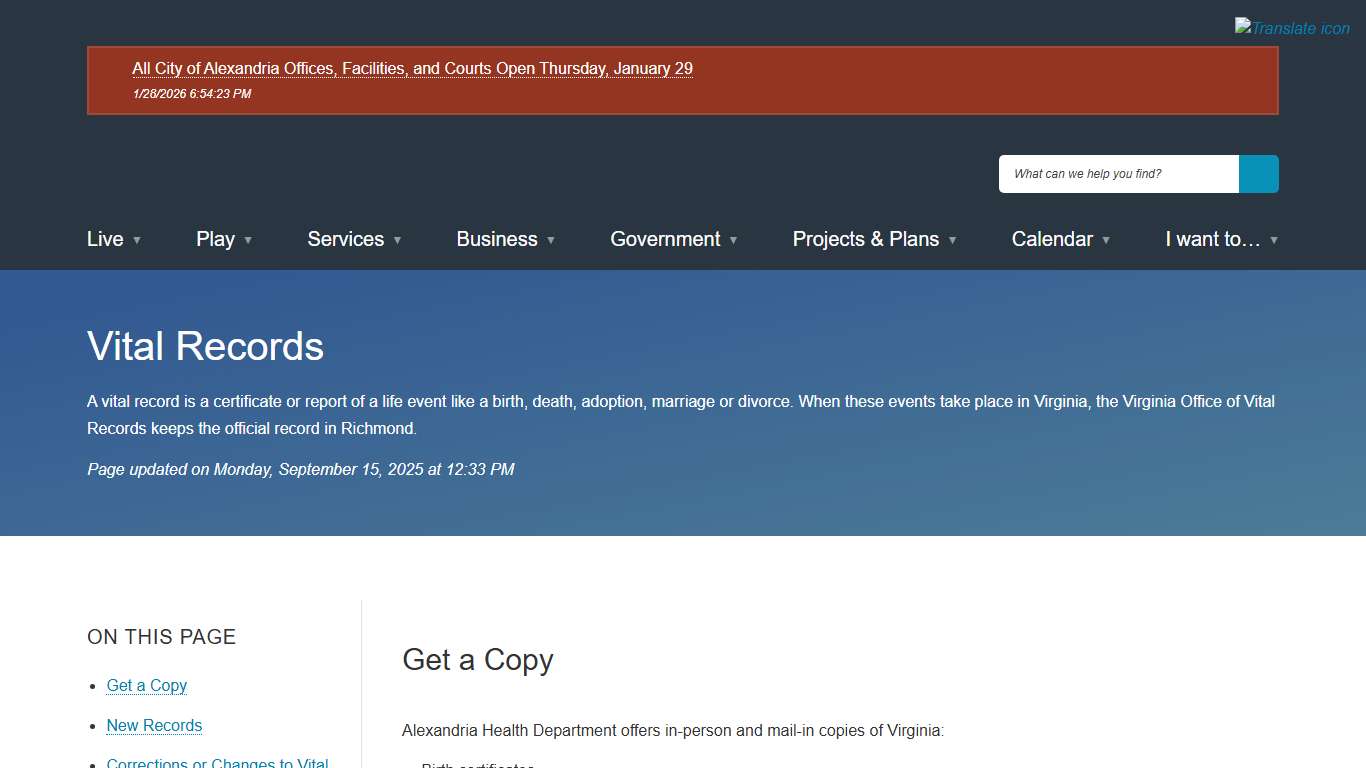 [Current] Vital Records City of Alexandria, VA